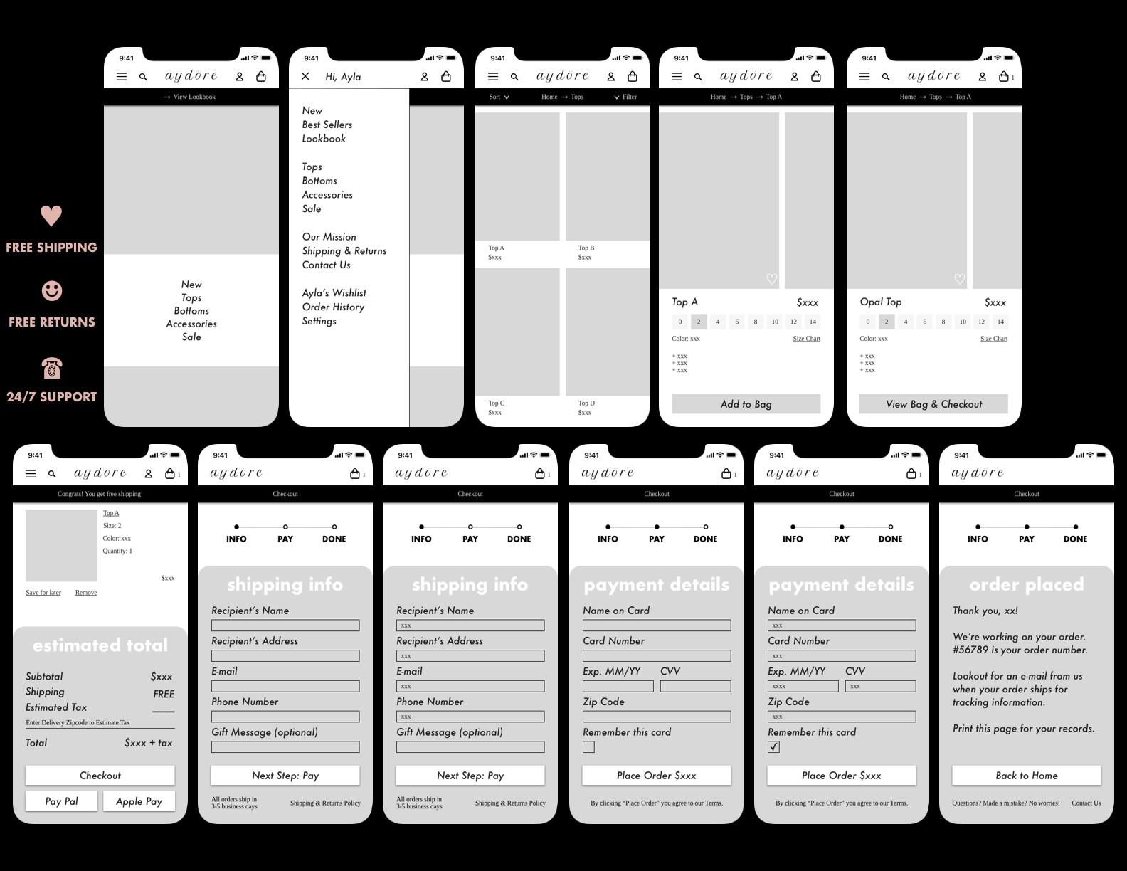 Mid Fidelity Wireframes